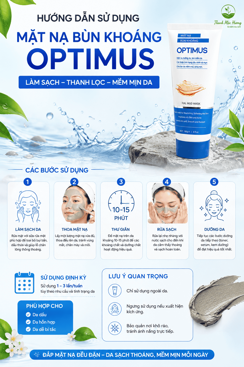 Hướng dẫn sử dụng mặt nạ bùn khoáng optimus